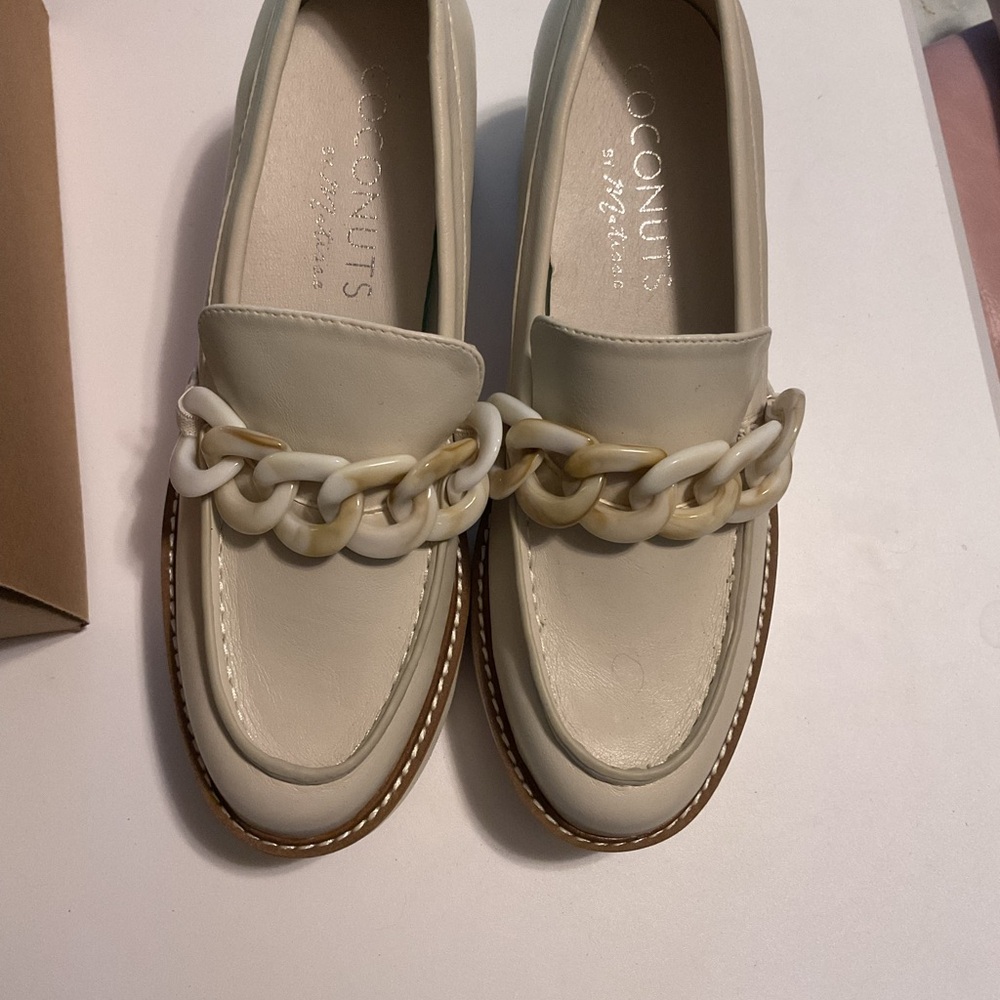 Cream Loafers with Chain Detail